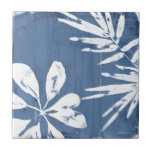 Azulejo De Cerâmica Impressões Tropicais sobre o Índio - Verde Tropica<br><div class="desc">Impressões tropicais de índio III por June Erica Vess. Apresenta verde tropical sobre fundo de cor indigo.</div>