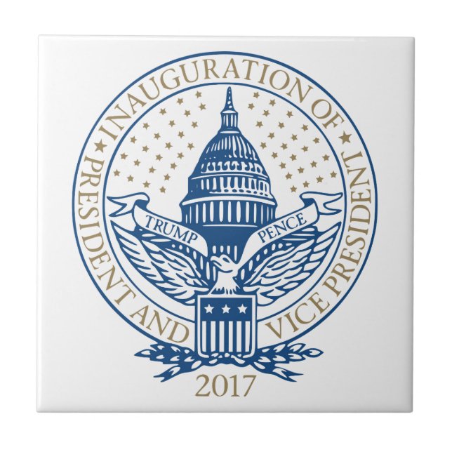Azulejo De Cerâmica Inauguração Donald Trump Mike Pence 2017 Logo EUA (Frente)