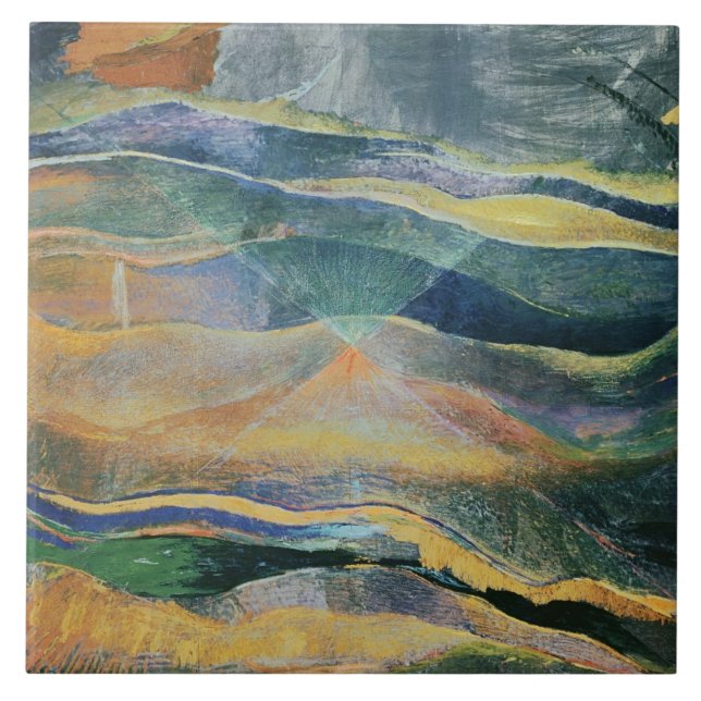 Azulejo De Cerâmica Incidentes das cores e das planícies (tempera e (Frente)