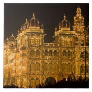 Azulejo De Cerâmica ÍNDIA, Karnataka, Mysore: Palácio do Majaraja (c.