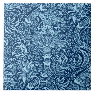 Azulejo De Cerâmica Indiano de William Morris, índigo escuro e