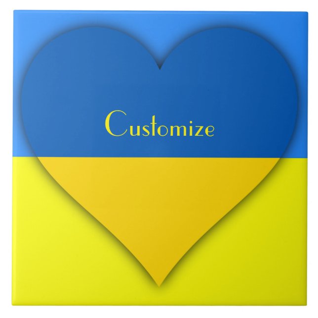 Azulejo De Cerâmica Indicador da Ucrânia Blue Yellow Thunder_Cove (Frente)