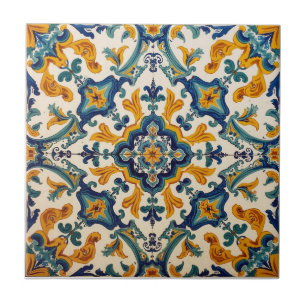 Azulejo De Cerâmica Índigo Azulejo Azul e amarelo Português