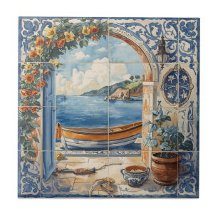 Azulejo De Cerâmica Índigo Azulejo Azul e amarelo Português 