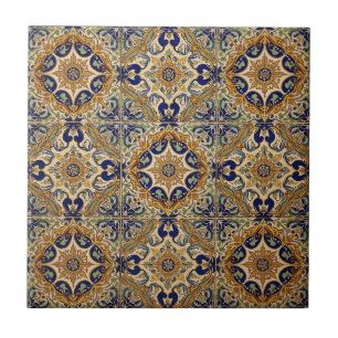 Azulejo De Cerâmica Índigo Azulejo Azul e amarelo Português