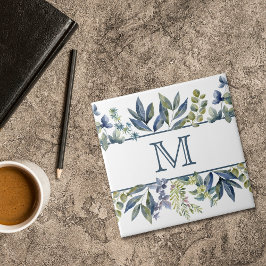 Azulejo De Cerâmica Indigo Blue Deixa Monograma de Borda