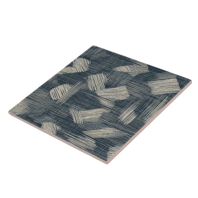 Azulejo De Cerâmica Indigo Dreams Soltou Shibori Japonês (Lateral)