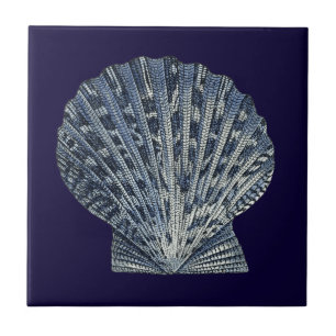 Azulejo De Cerâmica Indigo Shells VIII