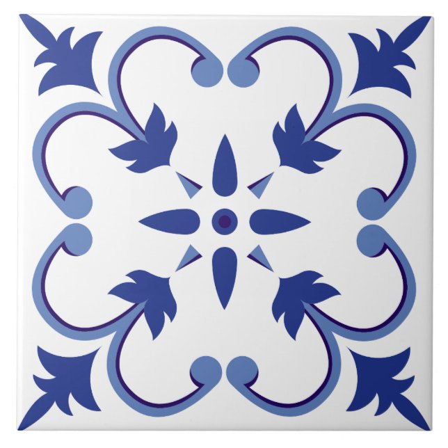 Azulejo De Cerâmica Indigo Vinha Petal (Frente)