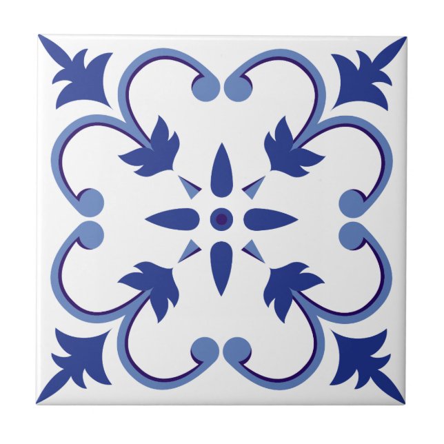 Azulejo De Cerâmica Indigo Vinha Petal (Frente)