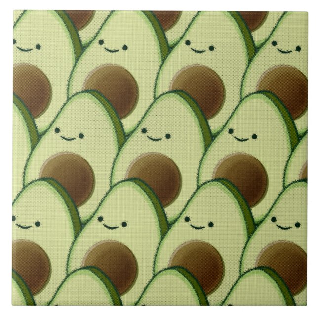 Azulejo De Cerâmica Indivíduo Decorativo do Cartoon Avocado (Frente)