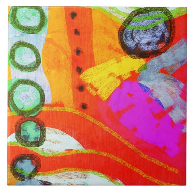 Azulejo De Cerâmica Indo para a pintura digital Abstrato do nada (Frente)