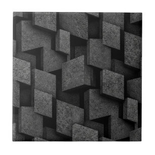 Azulejo De Cerâmica Industrial Brutalista Pedra Preto Prata
