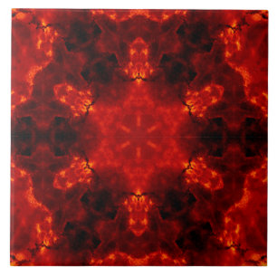 Azulejo De Cerâmica Inferno Nexus - Arte Caleidoscópica Fiery