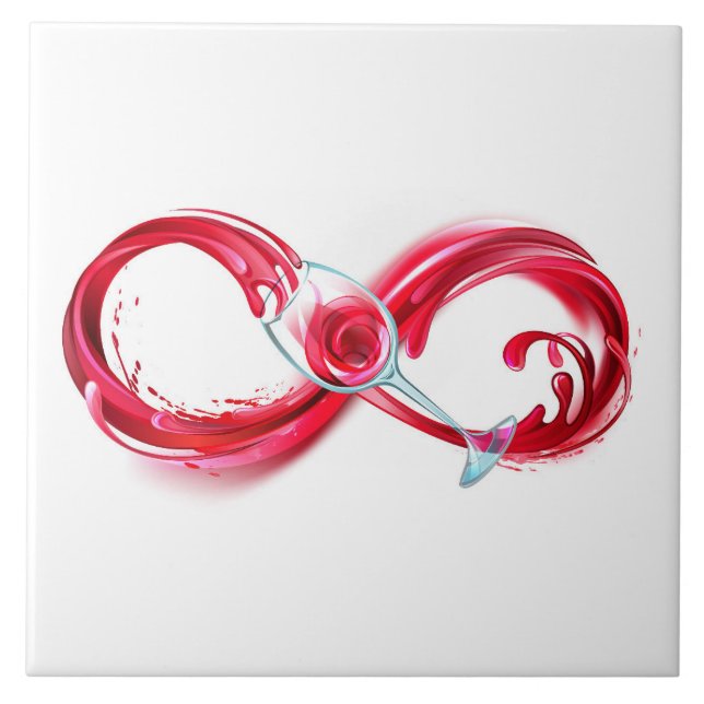 Azulejo De Cerâmica Infinidade com vinho tinto (Frente)