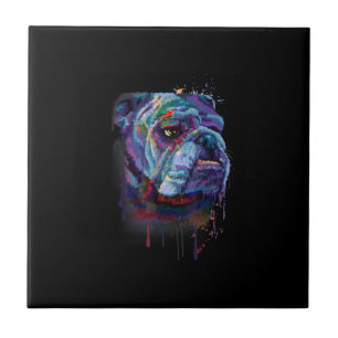 Azulejo De Cerâmica Inglês Bulldog Oferece Uma Mãe Inglesa