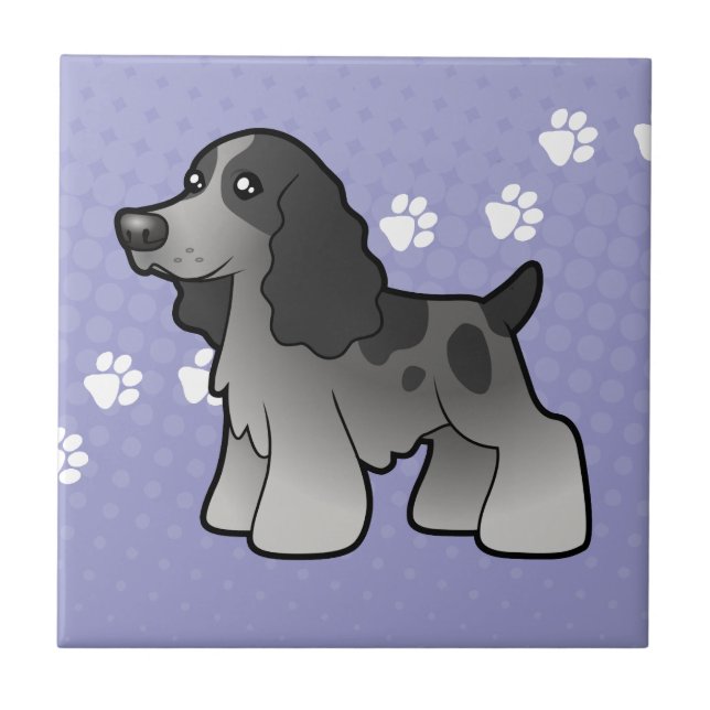 Azulejo De Cerâmica Inglês cocker spaniel dos desenhos animados (Frente)