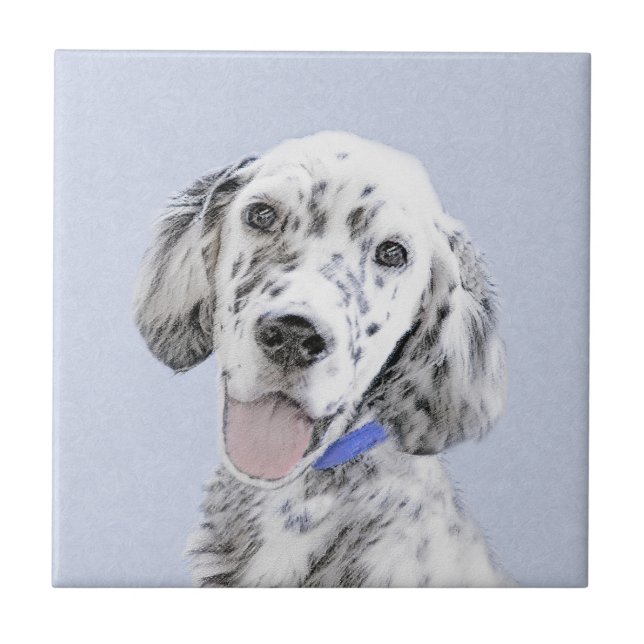 Azulejo De Cerâmica Inglês Setter Blue Belton pintando arte canina (Frente)