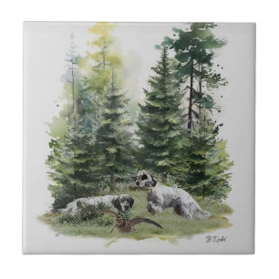 Azulejo De Cerâmica Inglês setter , Woodcock Hunting , Art
