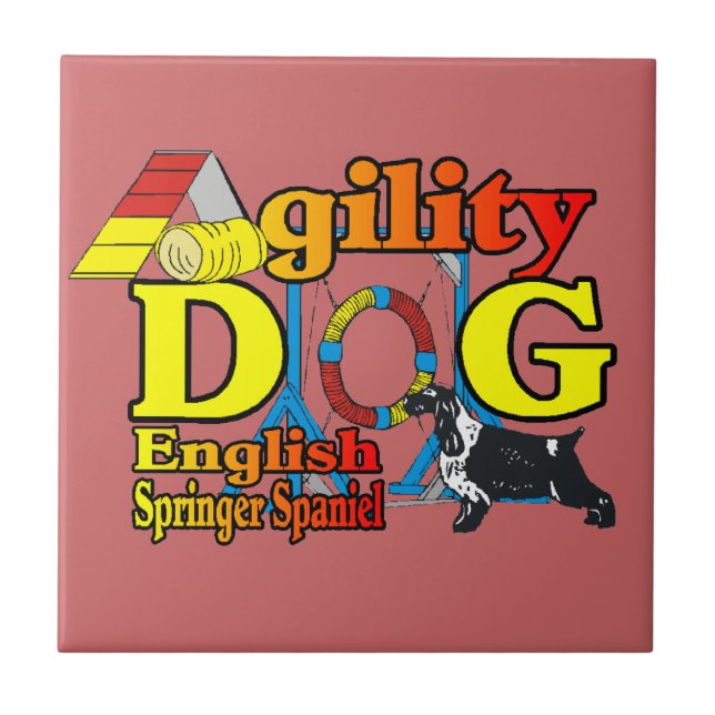 Azulejo De Cerâmica Inglês Springer Spaniel Agilidade (Frente)