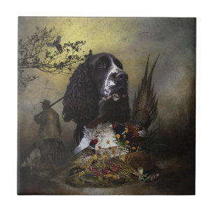 Azulejo De Cerâmica Inglês Springer Spaniel com faisão