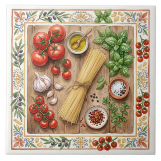 Azulejo De Cerâmica Ingredientes de Massa Italiana da Cozinha Mediterr