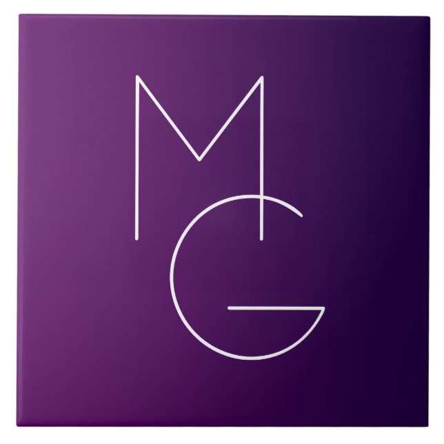 Azulejo De Cerâmica Iniciais Modernos 2 | Amêijoa Sutil Roxa Profunda (Frente)