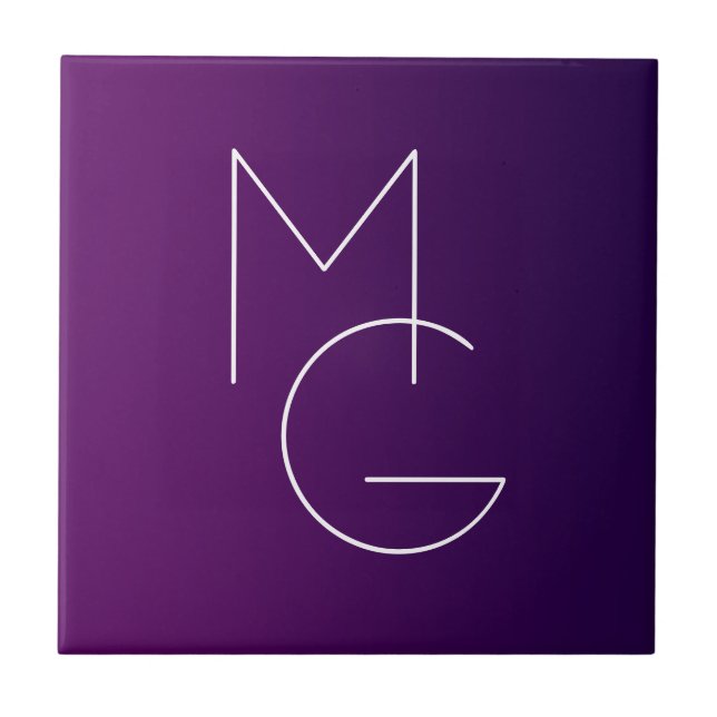 Azulejo De Cerâmica Iniciais Modernos 2 | Amêijoa Sutil Roxa Profunda (Frente)