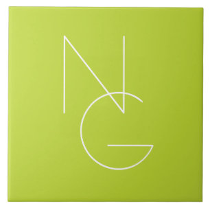 Azulejo De Cerâmica Iniciais Sobrepostos Modernos 2   VERDE LIMÃO