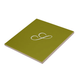 Azulejo De Cerâmica Inicial monograma minimalista verde sálvia