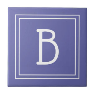 Azulejo De Cerâmica Inicial Monograma Moderno Periwinkle Azul