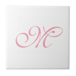 Azulejo De Cerâmica Inicial Monograma Rosa Elegante