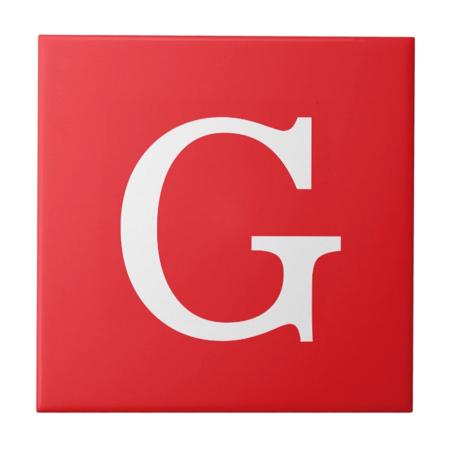 Azulejo De Cerâmica Initial Letter Monogram Red White Plain Simple (Frente)