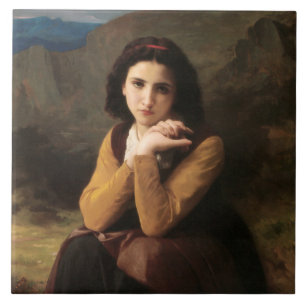 Azulejo De Cerâmica Inocência de Menina Adolescente, Bouguereau