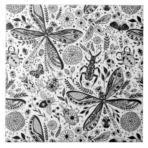 Azulejo De Cerâmica Insetos de porta em azul escuro