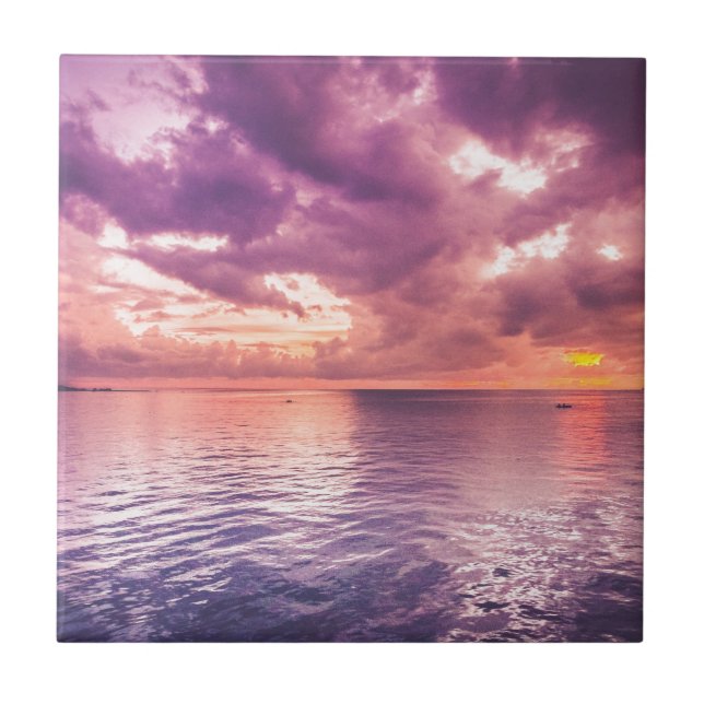 Azulejo De Cerâmica Inspiração Sunset Oceânico (Frente)