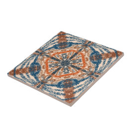 Azulejo De Cerâmica Inspirado turco: Marinho texturizado e Terracotta