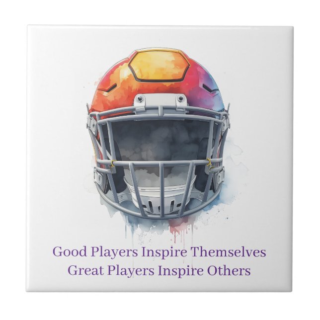 Azulejo De Cerâmica Inspirational Motivational Football Helmet  (Frente)