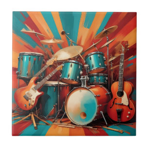 Azulejo De Cerâmica Instrumentos Musicais