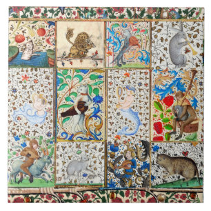 AZULEJO DE CERÂMICA  INSTRUMENTOS MUSICAIS DE JOGO BESTIÁRIO MEDIEVAL