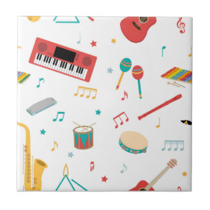 Azulejo De Cerâmica Instrumentos Musicais Tema Música Padrão