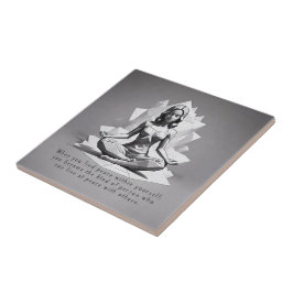 Azulejo De Cerâmica Instrutor de Meditação Yoga Reiki Master Lotus Pos