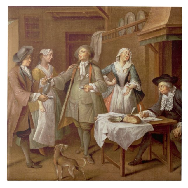 Azulejo De Cerâmica Interior de uma cozinha com as figuras que provam (Frente)