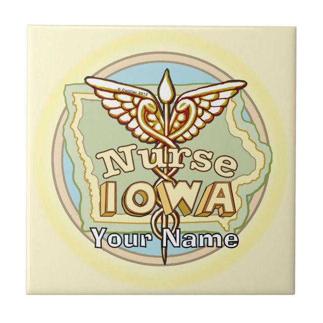 Azulejo De Cerâmica Iowa Nurse Caduceus Tile (Frente)