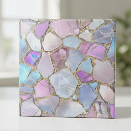 Azulejo De Cerâmica Iridescent Pastel Gemstone Gold Mosaic
