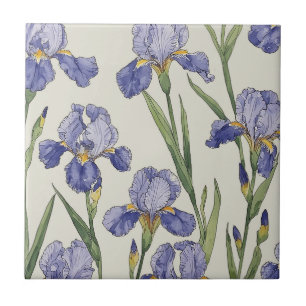 Azulejo De Cerâmica Iris Azuis Desabrocham