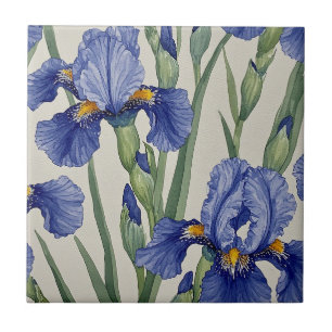 Azulejo De Cerâmica Iris Azuis em Flor