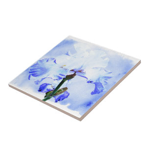 Azulejo De Cerâmica Íris Com Mancas - Azul E Branco