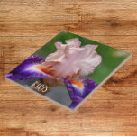 Azulejo De Cerâmica Íris Floral, cor-de-rosa,<br><div class="desc">Azulejo cerâmico que apresenta a foto de uma floração íris roxa,  roxa e roxa,  com barbas laranja. Um design floral adorável! Selecione o tamanho do seu azulejo. Faz uma bonito trivet de cozinha!</div>