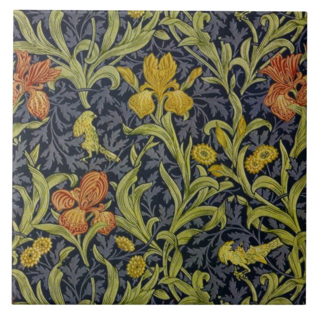 Azulejo De Cerâmica Iris Pattern (por William Morris) (Frente)
